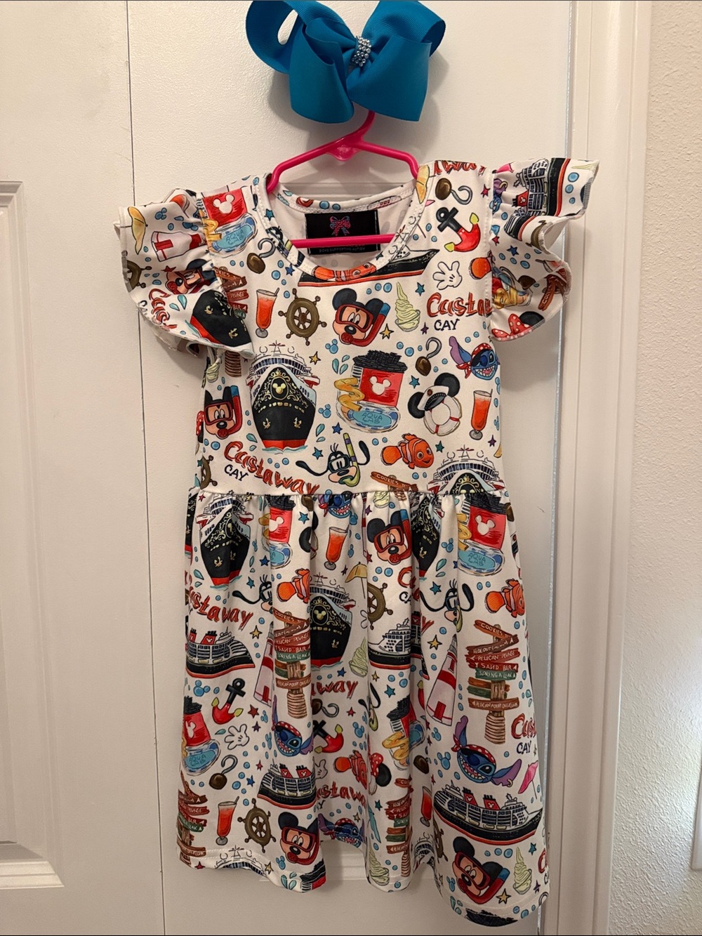 Toddler Disney Cruise / Castaway Cay dress and bow … approx. 2T